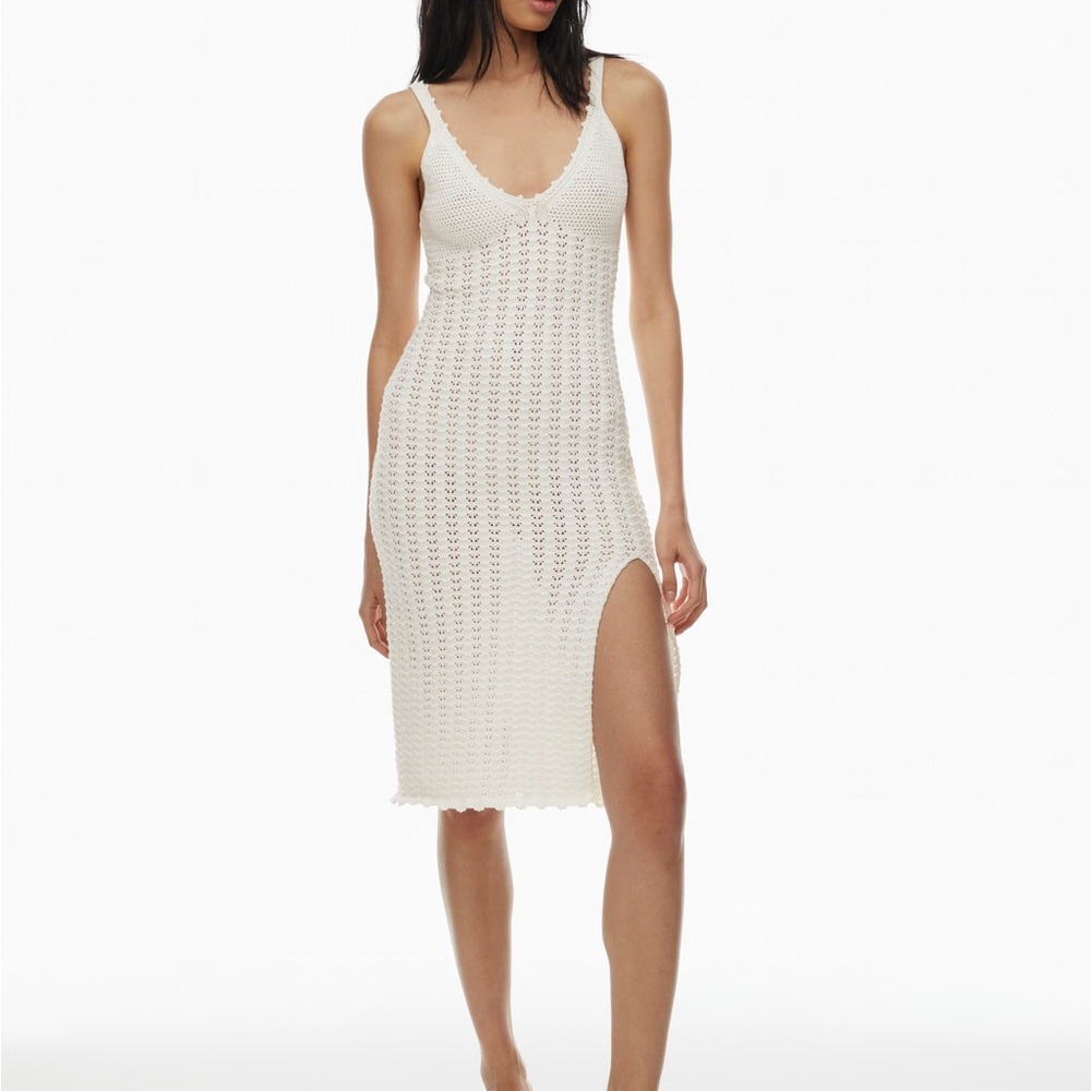 Elegant White Crochet Slip Dress